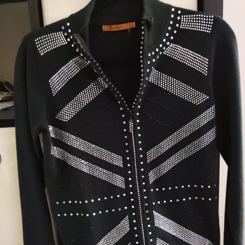 A vintage Belldini crystal zip embellished cardigan
